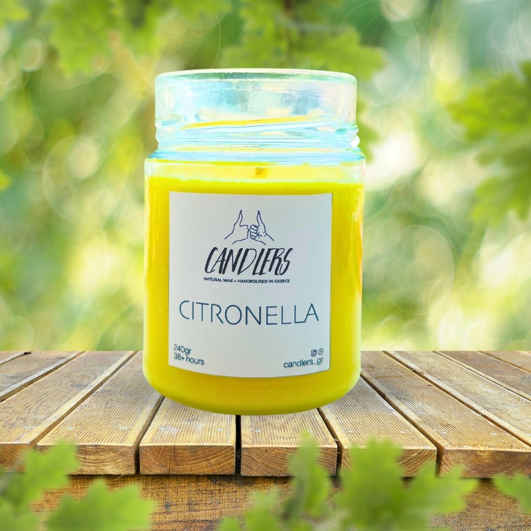 Κερί σόγιας 240gr με άρωμα citronella, φυτικό εντομοαπωθητικό κερί σόγιας με τις ιδιότητες της citronella