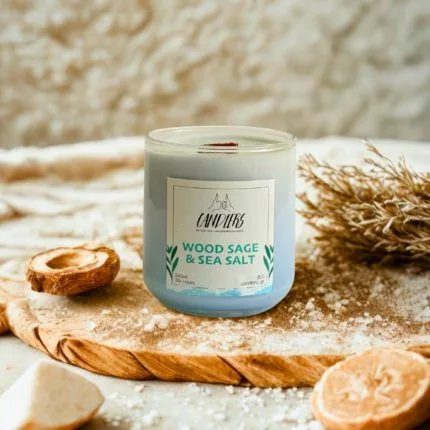 Αρωματικό κερί σόγιας 220γρ με άρωμα Wood Sage & Sea Salt
