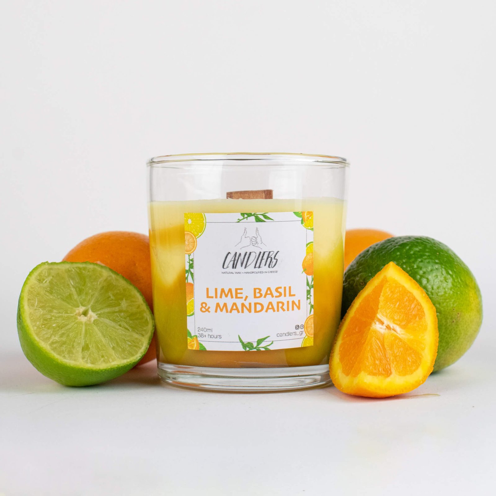 αρωματικό κερί σόγιας με άρωμα lime, basil & mandarin