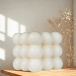 bubble cube διακοσμητικό κερί σόγιας λευκό