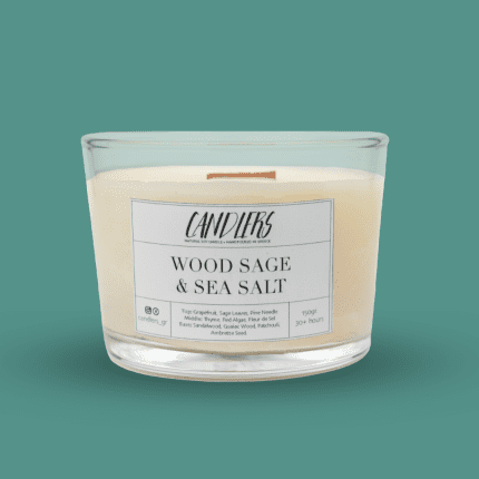 Αρωματικό κερί σόγιας 150γρ με άρωμα wood sage & sea salt