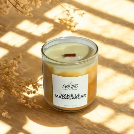φυτικό κερί σόγιας 220 γραμμαρίων κεριού, με άρωμα βανίλια Μαγαδασκάρης