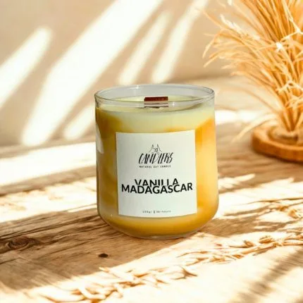 φυτικό κερί σόγιας 220 γραμμαρίων κεριού, με άρωμα βανίλια Μαγαδασκάρης