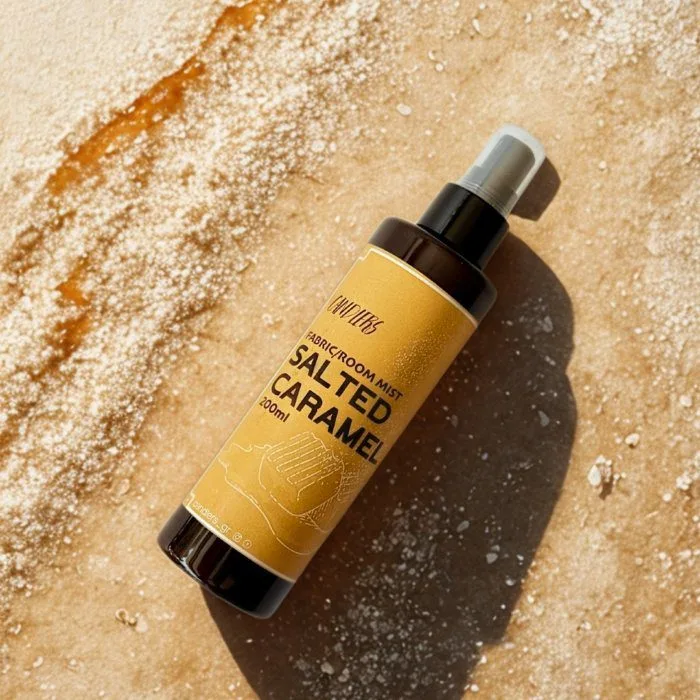 Salted Caramel - Fabric Room Mist 200ml. Eίναι ο ιδανικός τρόπος για να ανανεώσετε την ατμόσφαιρα του σπιτιού σας και να χαρίσετε στα υφάσματα μια υπέροχη αρωματική αίσθηση που διαρκεί. Με λίγους μόνο ψεκασμούς, μπορείτε να φρεσκάρετε κουρτίνες, ριχτάρια, χαλιά, καναπέδες, μαξιλάρια, ακόμη και τα ρούχα σας, χαρίζοντάς τους την αίσθηση καθαριότητας και φρεσκάδας που αγαπάτε.