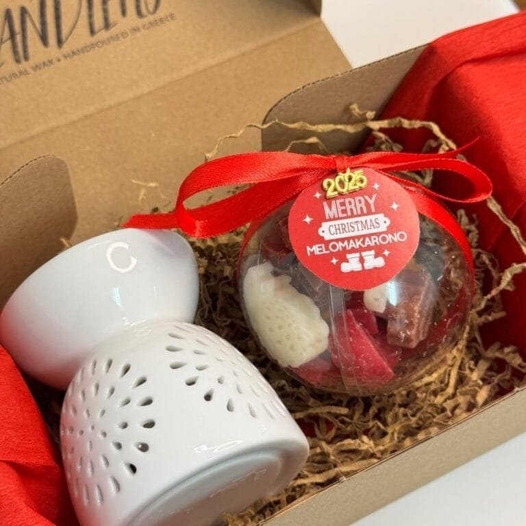 Gift Box που περιλαμβάνει Χριστουγεννιάτικο αρωματιστή και χριστουγεννιάτικη μπάλα με wax melts 80gr