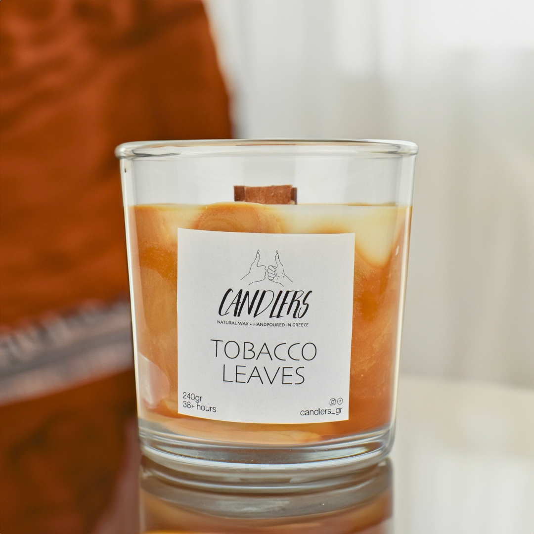 Αρωματικό κερί σόγιας 240γρ με άρωμα Tobacco Leaves