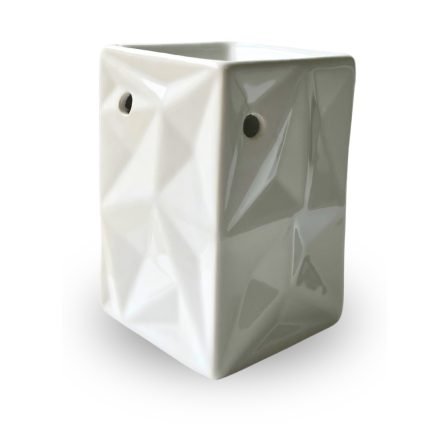 Κεραμικός Αρωματιστής Wax Melt ή αιθέριων ελαίων τετράγωνος σε λευκό χρώμα με διαστάσεις 12x10cm