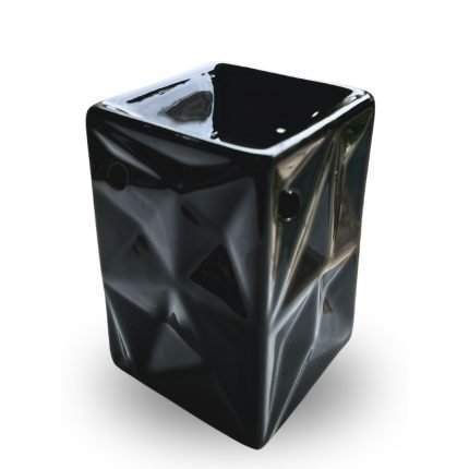 Κεραμικός Αρωματιστής Wax Melt ή αιθέριων ελαίων τετράγωνος σε μαύρο χρώμα με διαστάσεις 12x10cm