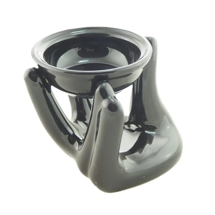 Κεραμικός Αρωματιστής Wax Melt ή αιθέριων ελαίων σε μαύρο χρώμα με διαστάσεις 12x10cm
