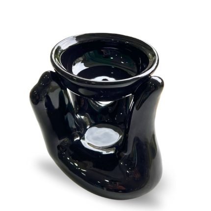 Κεραμικός Αρωματιστής Wax Melt ή αιθέριων ελαίων σε μαύρο χρώμα με διαστάσεις 12x10cm