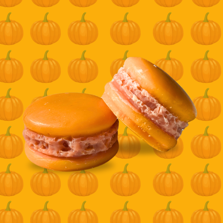 wax melt σε σχήμα macaron με άρωμα pumpkin spice