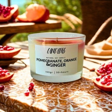 Αρωματικό κερί σόγιας 150γρ με άρωμα pomegranade, orange & ginger