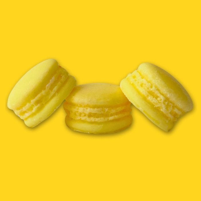 wax melt σε σχήμα macaron με άρωμα lemon sorbet
