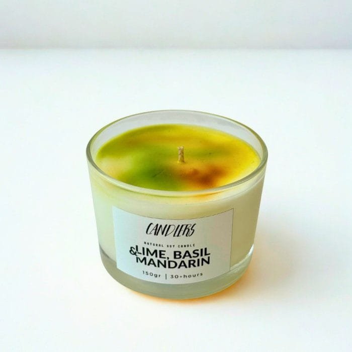 Αρωματικό κερί σόγιας 150γρ με άρωμα lime, basil & mandarin