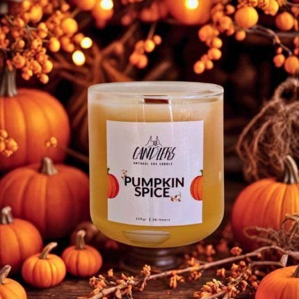 φυτικό κερί σόγιας 220 γραμμαρίων κεριού, με άρωμα pumpkin spice