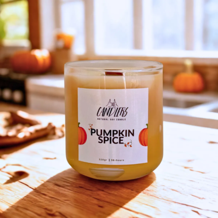 φυτικό κερί σόγιας 220 γραμμαρίων κεριού, με άρωμα pumpkin spice