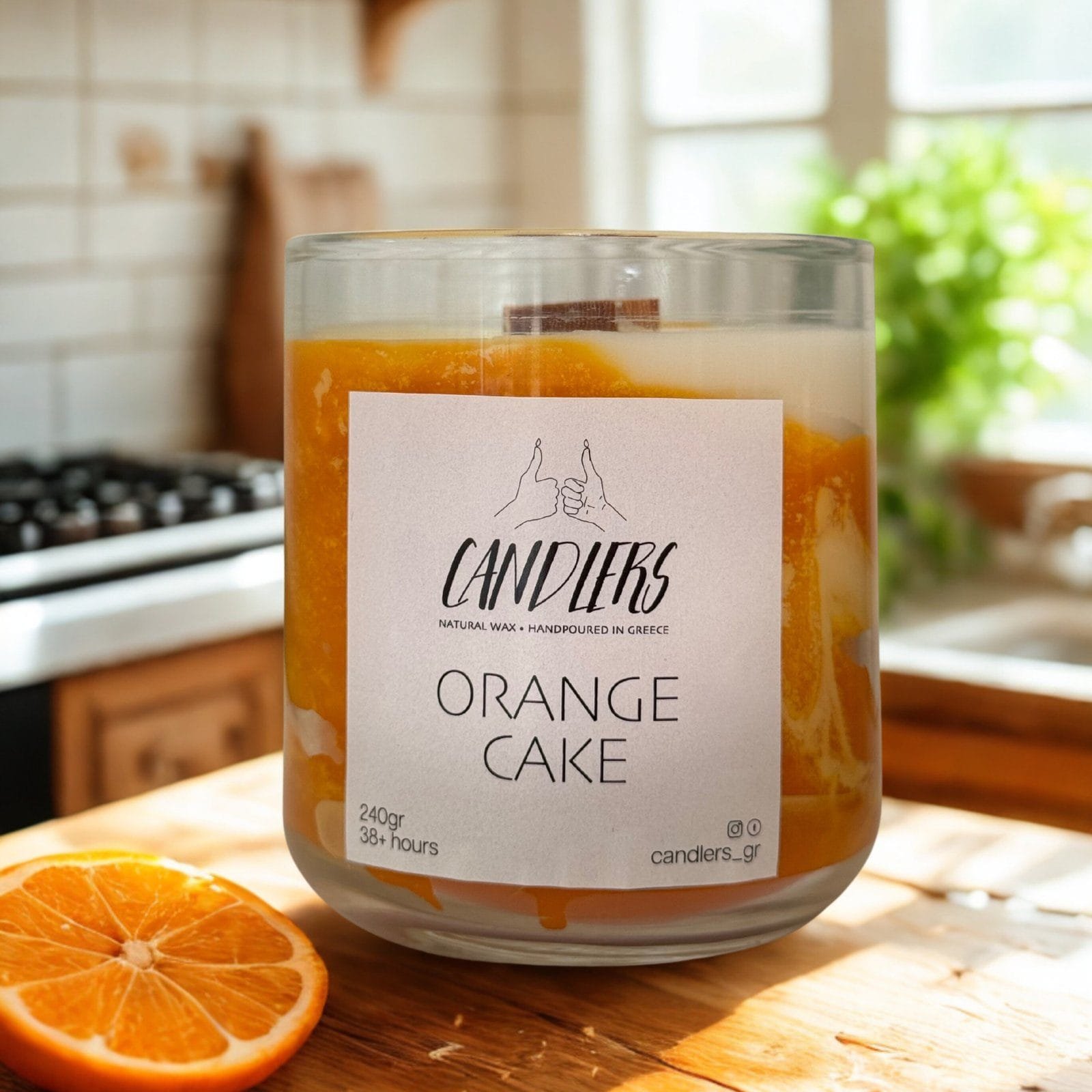 orange cake 220gr Αρωματικό κερί σόγιας 220γρ με άρωμα Κέικ Πορτοκάλι
