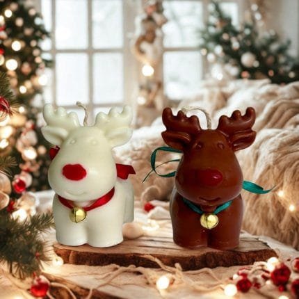 Χριστουγεννιάτικος Τάρανδος ''Rudolf'' από φυτικό κερί σόγιας. διακοσμήστε τον χώρο σας με το πιο Χριστουγεννιάτικο σχέδιο