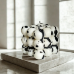 διακοσμητικό κερί σόγιας bubble cube με μαύρες πιτσιλιές