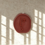 διακοσμητικό κερί σόγιας σε σχήμα προσώπου χρώμα καφέ