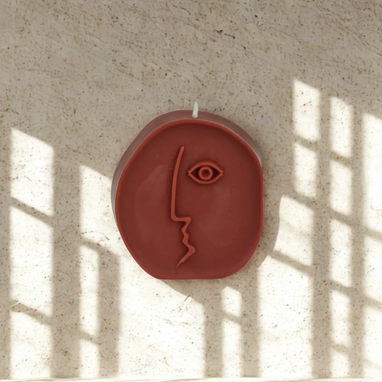 διακοσμητικό κερί σόγιας σε σχήμα προσώπου χρώμα καφέ