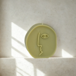 διακοσμητικό κερί σόγιας σε σχήμα προσώπου χρώμα λαδί