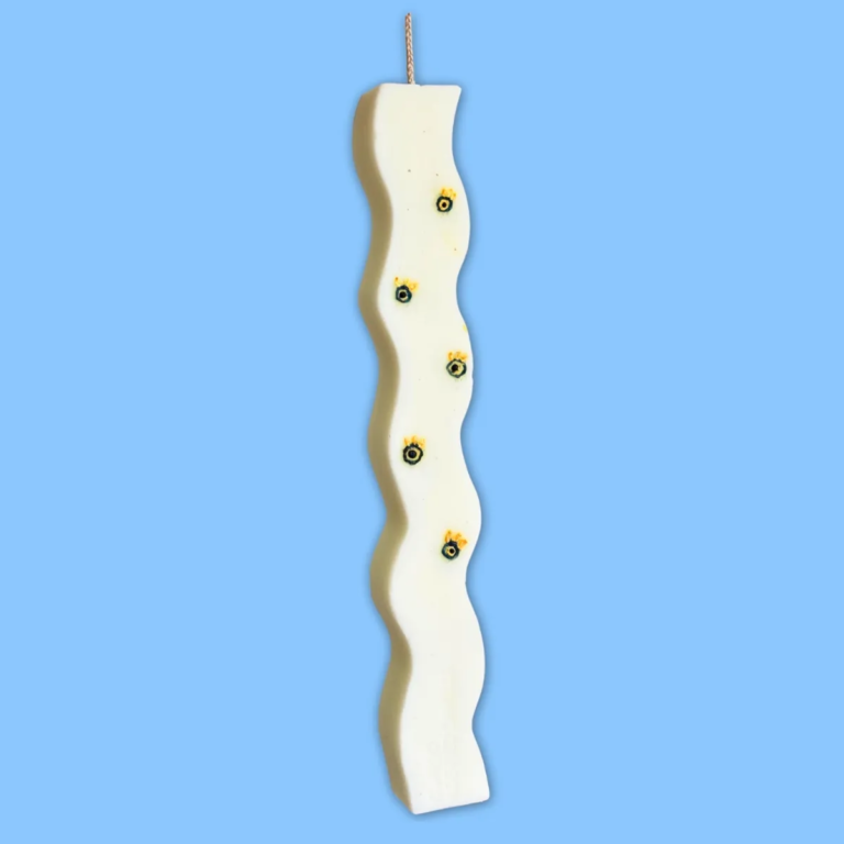 Ζωγραφιστή Πασχαλινή λαμπάδα κυματιστή από κερί σόγιας με ματάκια