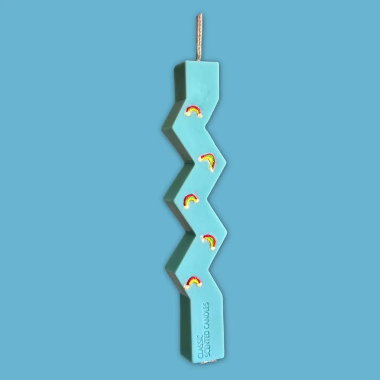 Ζωγραφιστή Πασχαλινή λαμπάδα κυματιστή από κερί σόγιας με Ουράνια Τόξα
