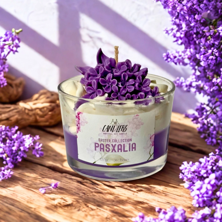 Πασχαλινό κερί σόγιας με άρωμα Πασχαλιά 150gr. Φέρτε την Άνοιξη στον χώρο σας!