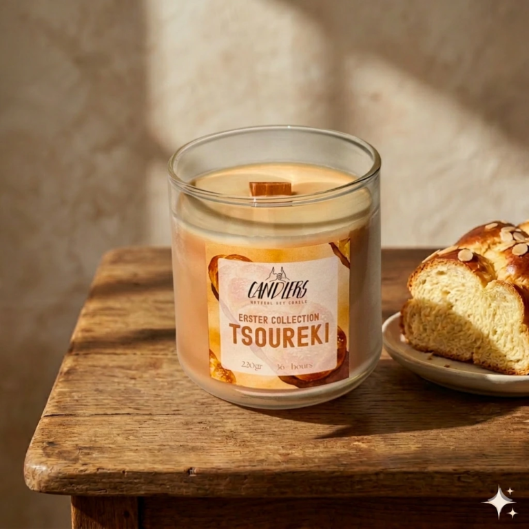 Φυτικό κερί σόγιας 220 γραμμαρίων κεριού, με άρωμα Πασχαλινό Τσουρέκι