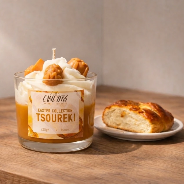 Φυτικό κερί σόγιας 150 γραμμαρίων κεριού, με άρωμα Πασχαλινό Τσουρέκι