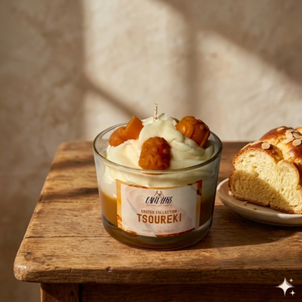 Φυτικό κερί σόγιας 150 γραμμαρίων κεριού, με άρωμα Πασχαλινό Τσουρέκι