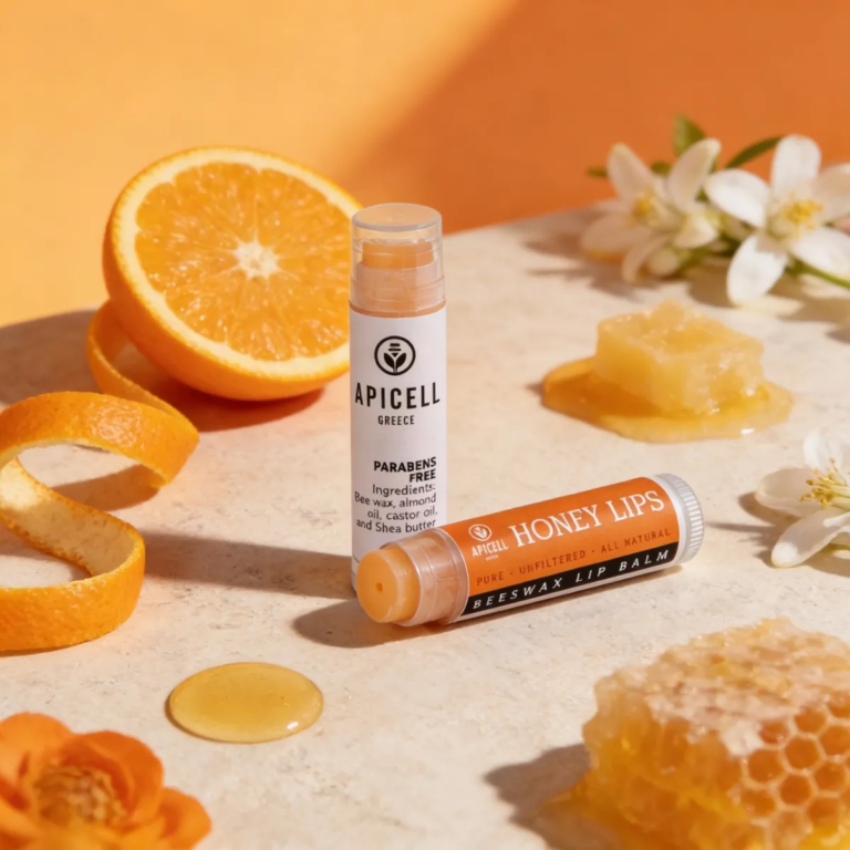 Lip Balm Φτιαγμένα από φυσικό μελισσοκέρι δικής μας παραγωγής, βούτυρο καριτέ, καστορέλαιο και αμυγδαλέλαιο θρέφουν σε βάθος, επουλώνουν και διατηρούν τη φυσική υγρασία και λάμψη των χειλιών, ακόμα και τις πιο κρύες μέρες. Από φυσικό χυμό πορτοκάλι