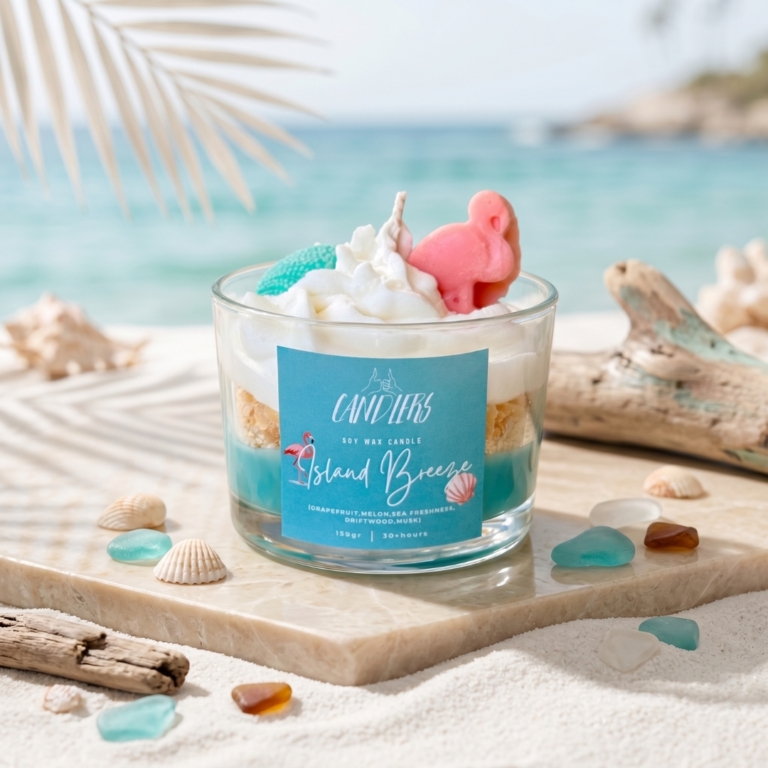 Αρωματικό κερί σόγιας 150gr με άρωμα Island Breeze. Καλοκαιρινή συλλογή