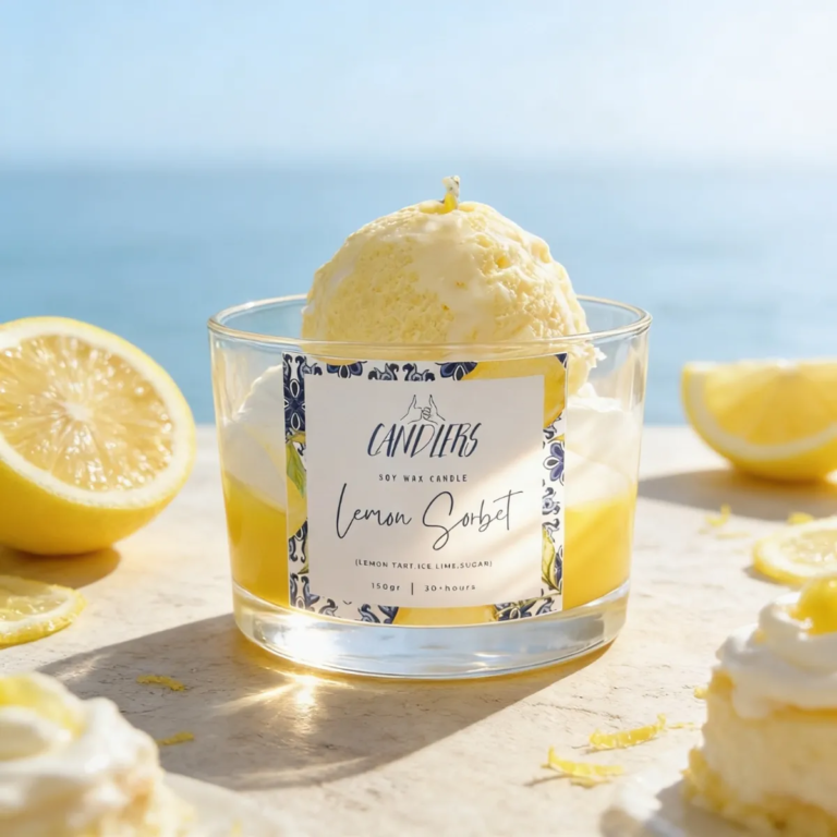 Αρωματικό κερί σόγιας 150gr με άρωμα Lemon Sorbet. Καλοκαιρινή συλλογή