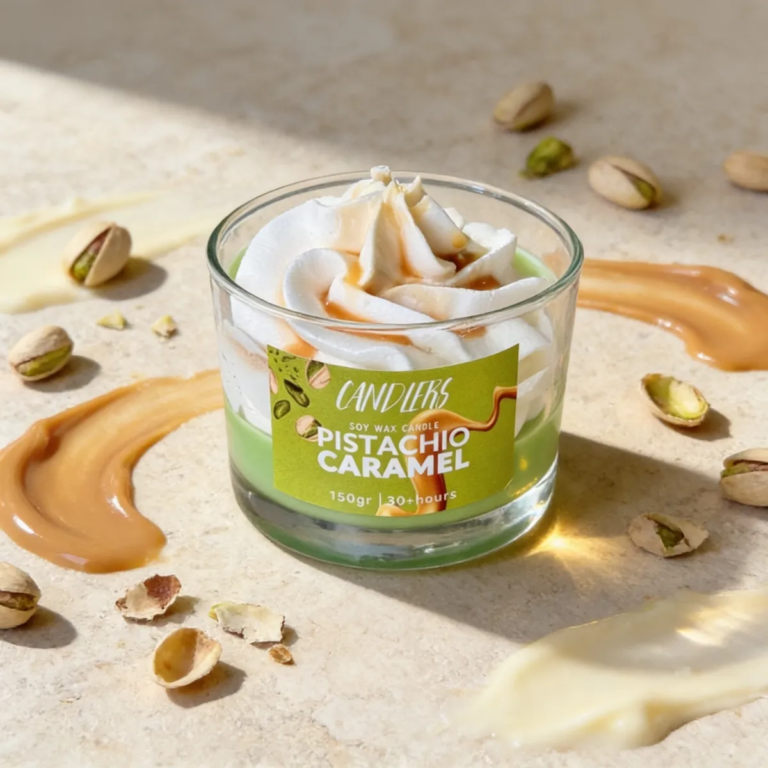 Αρωματικό κερί σόγιας 150gr με άρωμα Pistachio Caramel.