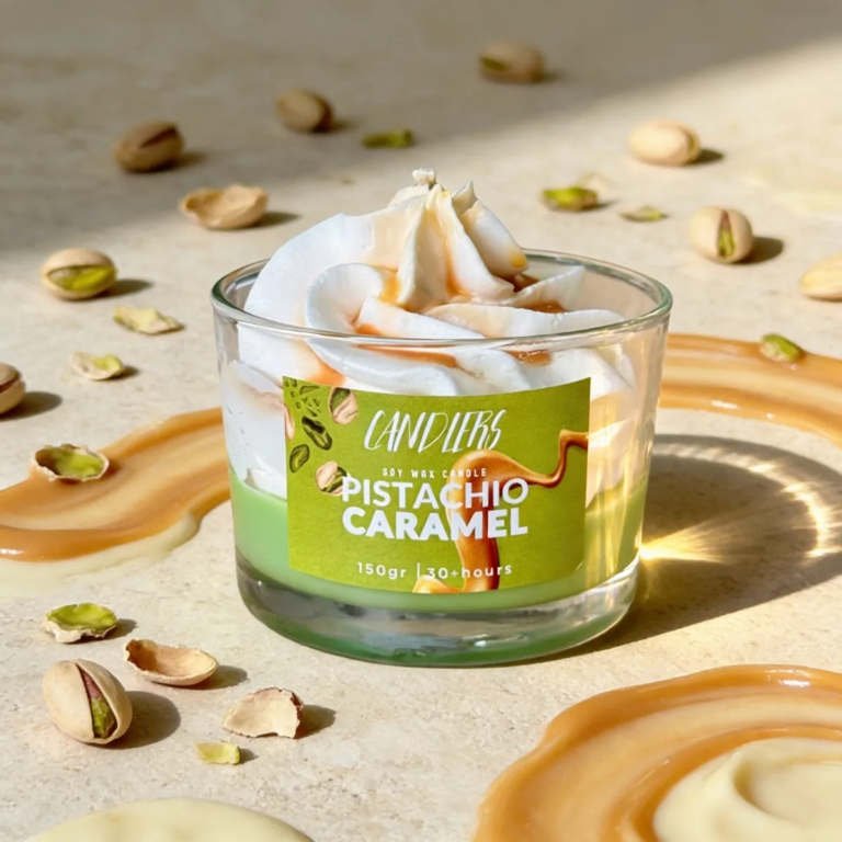 Αρωματικό κερί σόγιας 150gr με άρωμα Pistachio Caramel.